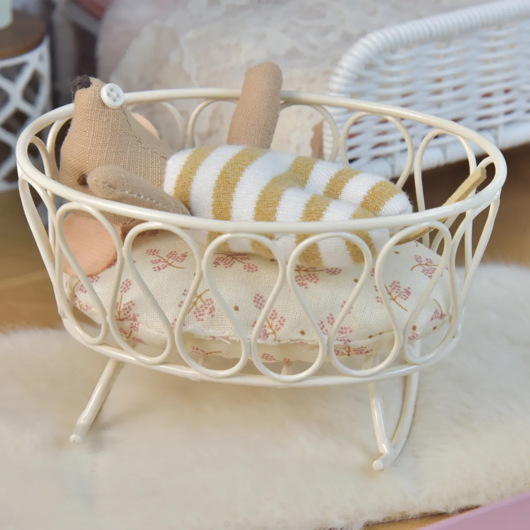 Maileg Mouse 1:12 Iron Cradle with Mat Blanket Set