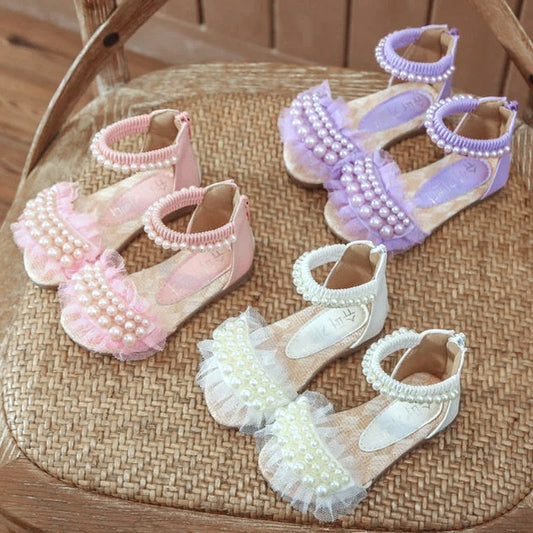 Pearl chiffon sandals