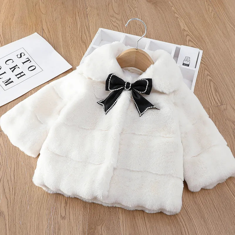 Faux fur bow coat