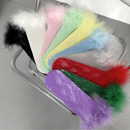 "Wild" lace fur socks