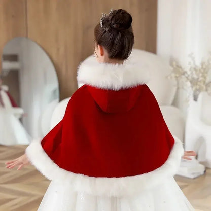 Santa baby hooded cape with fur