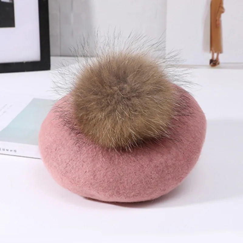 Fur pom beret (large pom)