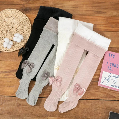 Extra warm fleece lined bow tights