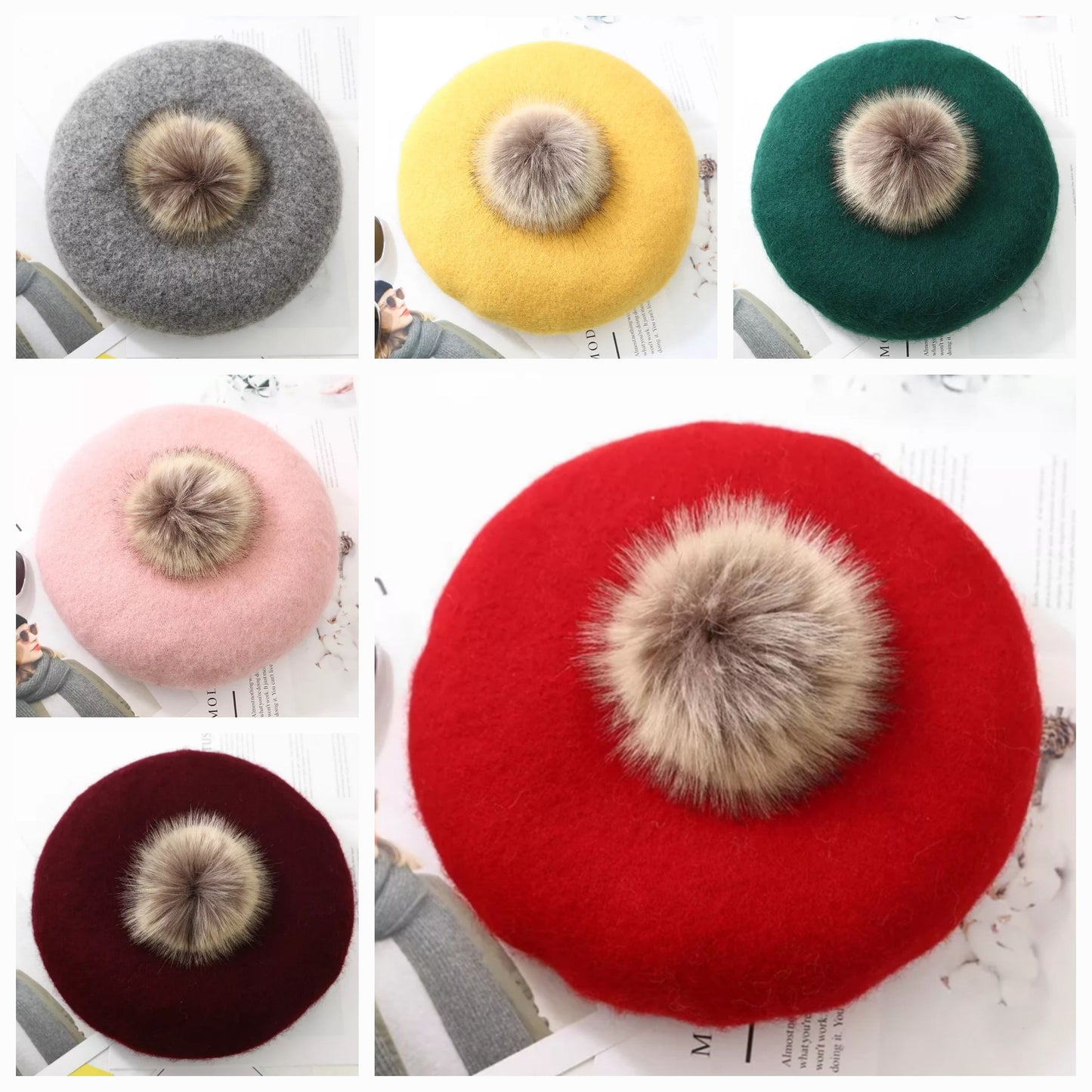 Fur pom beret (small pom)