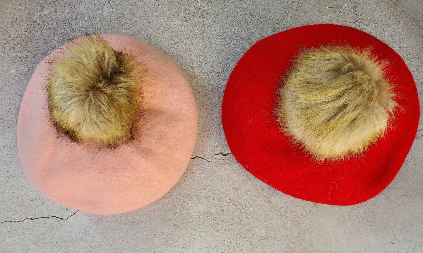 Fur pom beret (large pom)