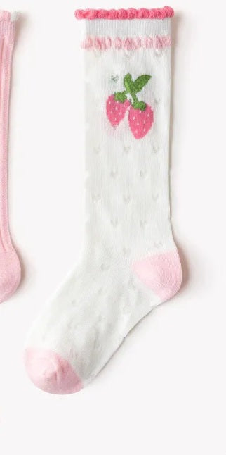 Spring strawberry - tulips - bows mesh socks