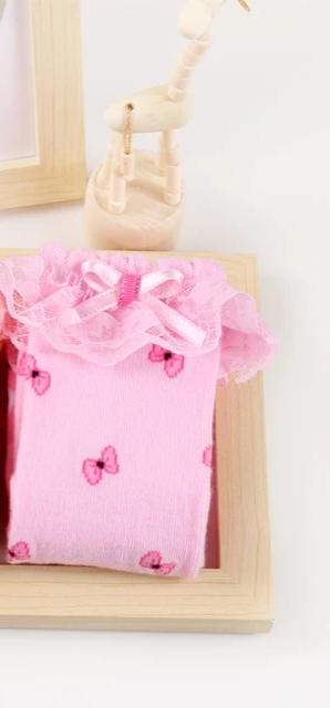 Bow print bunny knee high socks