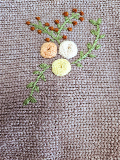 Bunny floral hand embroidered bonnet