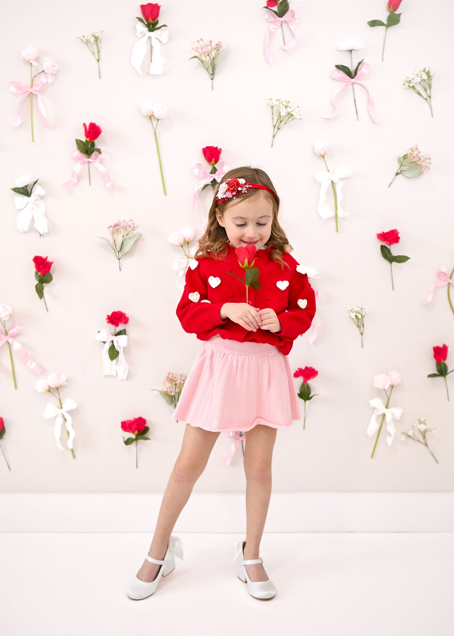 Heart contrast Knit cardigan