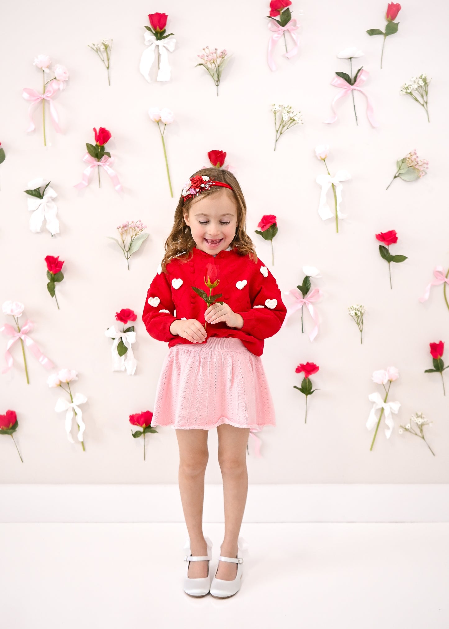 Heart contrast Knit cardigan