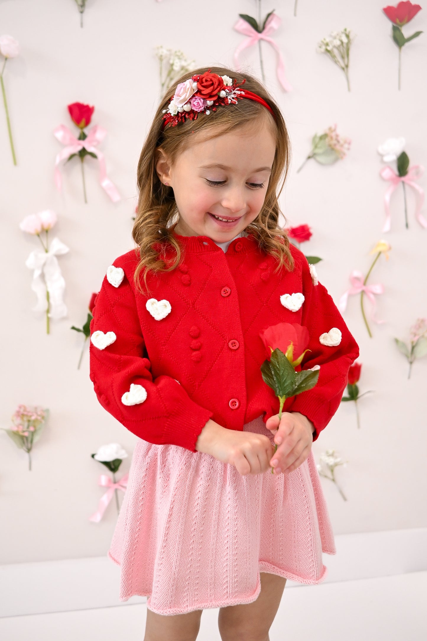 Heart contrast Knit cardigan