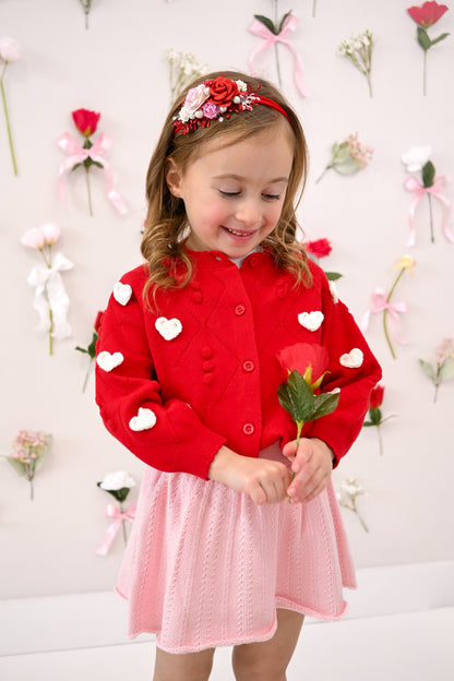 Heart contrast Knit cardigan