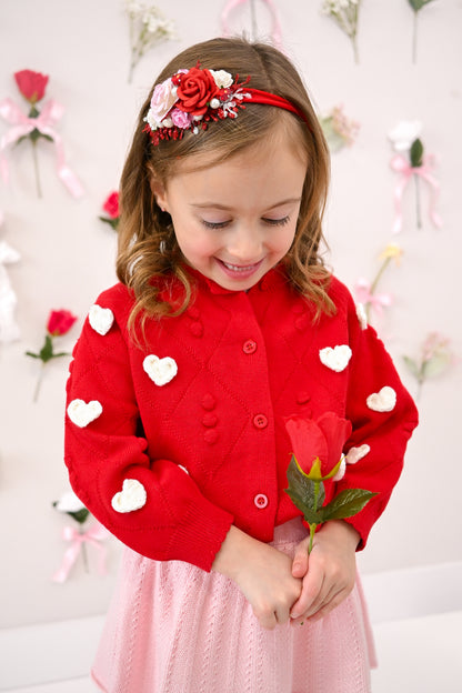 Heart contrast Knit cardigan