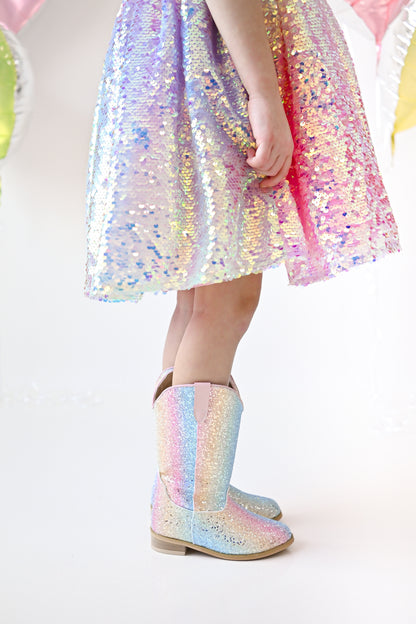 Everything that glitters ombre pastel Boots - RUNS SMALL SIZE UP
