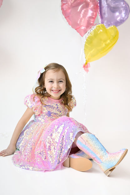 Everything that glitters ombre pastel Boots - RUNS SMALL SIZE UP