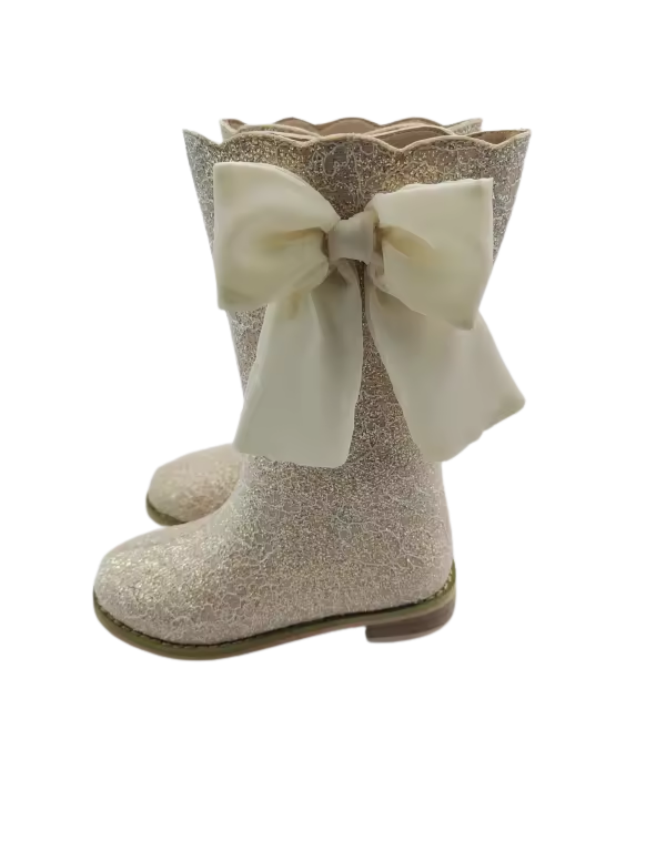 Sugarplum bow lace boots