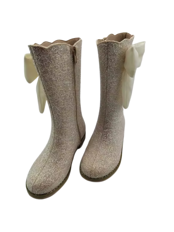 Sugarplum bow lace boots