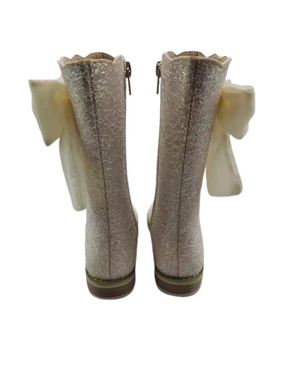 Sugarplum bow lace boots