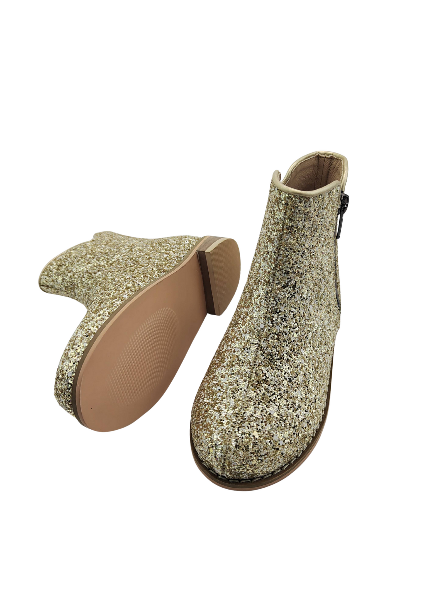 Golden glow glitter boots