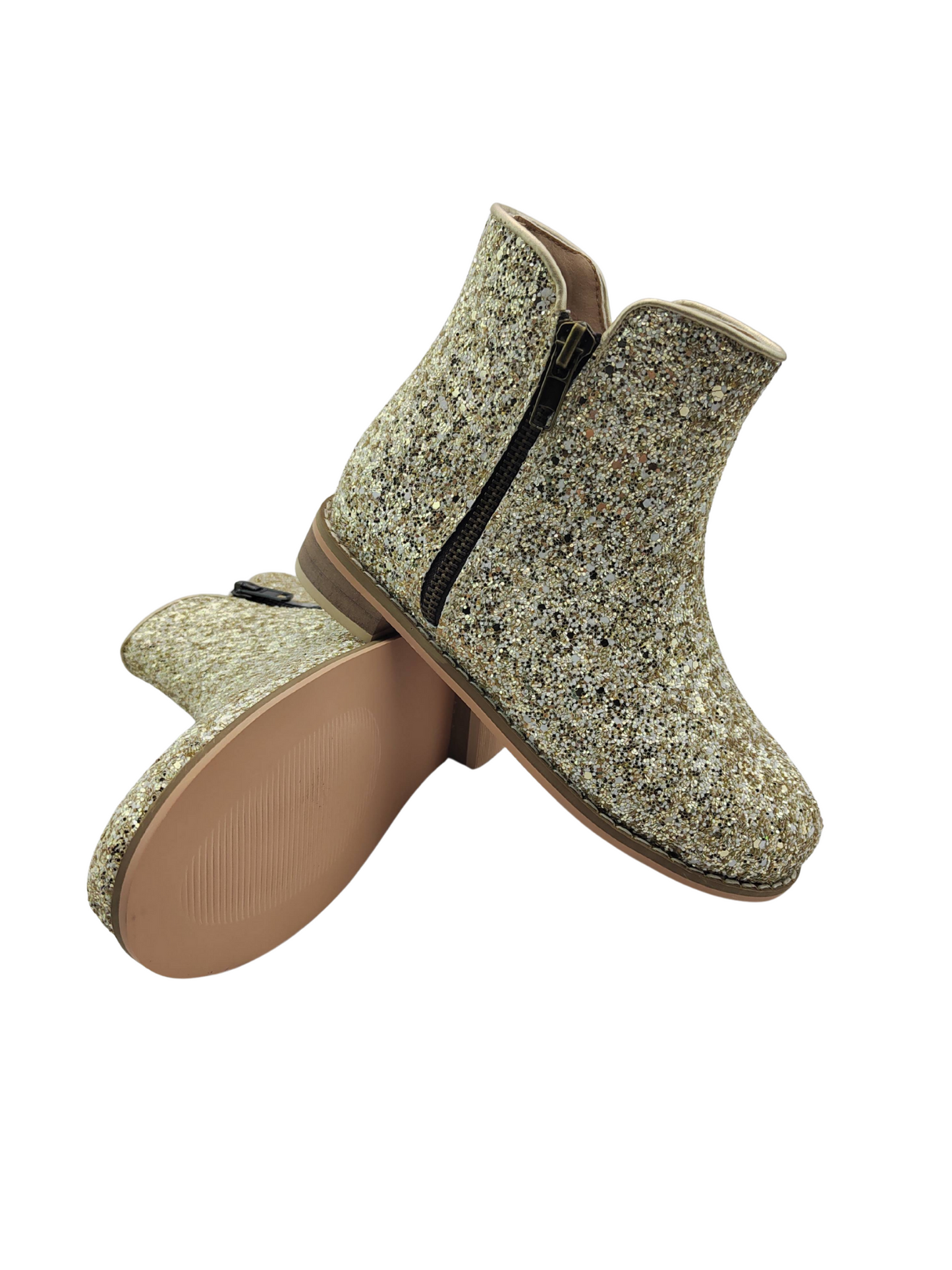 Golden glow glitter boots