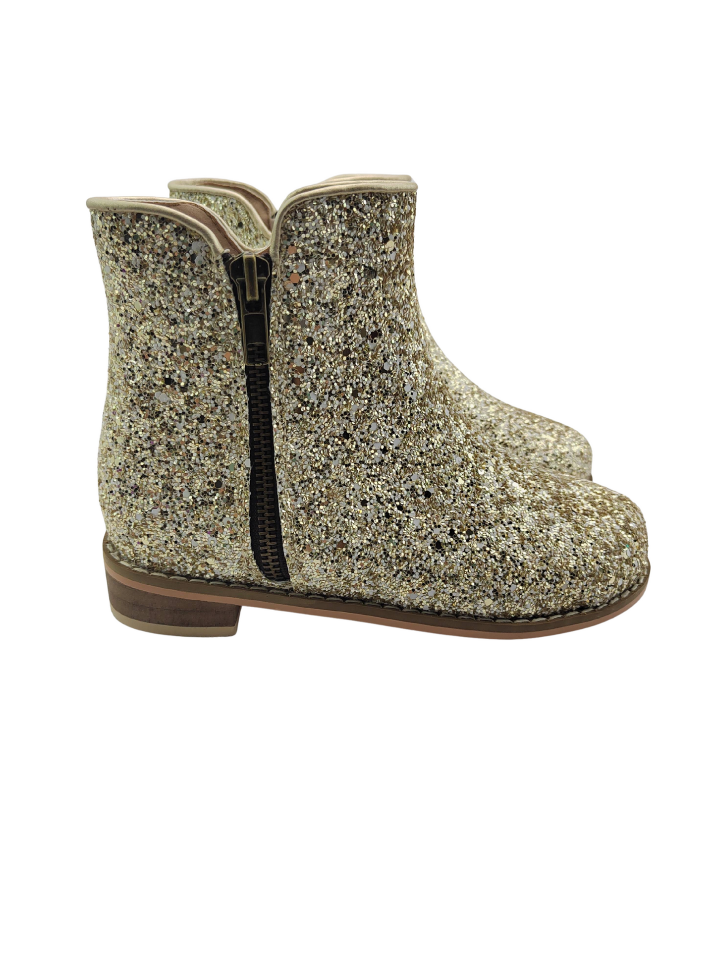 Golden glow glitter boots