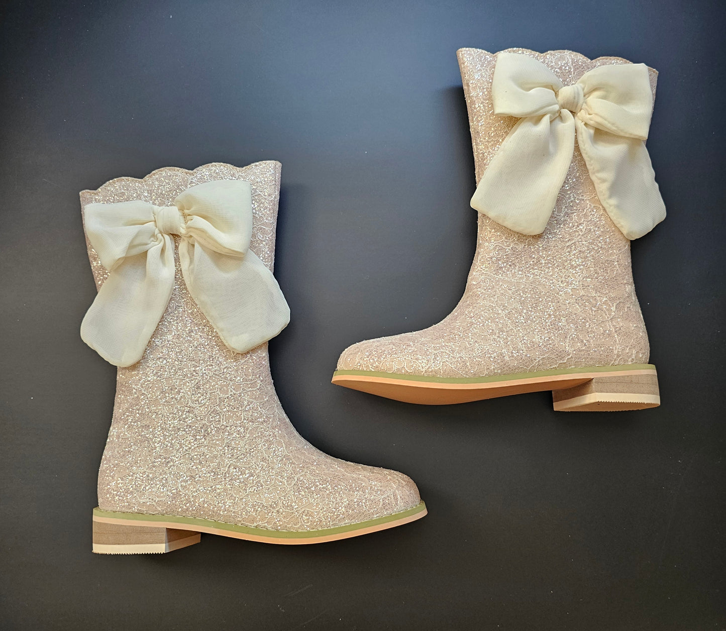 Sugarplum bow lace boots