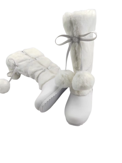 Snowball Pom Pom Fur Boots Girls & Womens