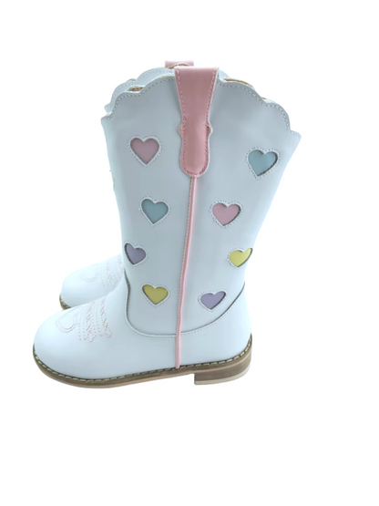 Confetti hearts embroidered cowboy boots