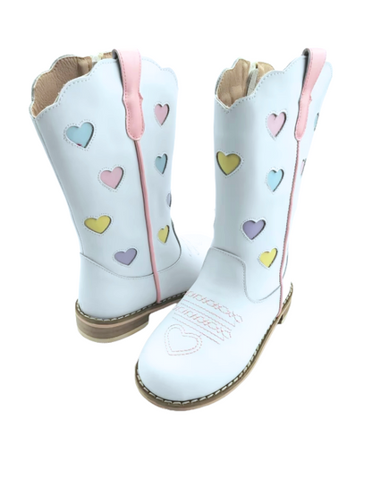 Confetti hearts embroidered cowboy boots