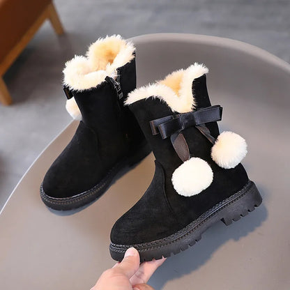 Dear Santa Fur lined Pom Pom boots