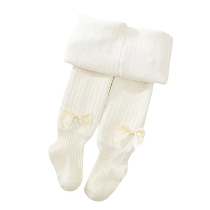 Extra warm fleece lined bow tights