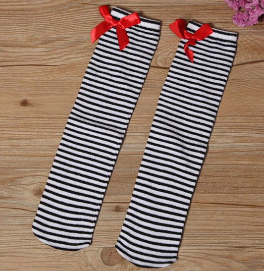 Striped bow socks