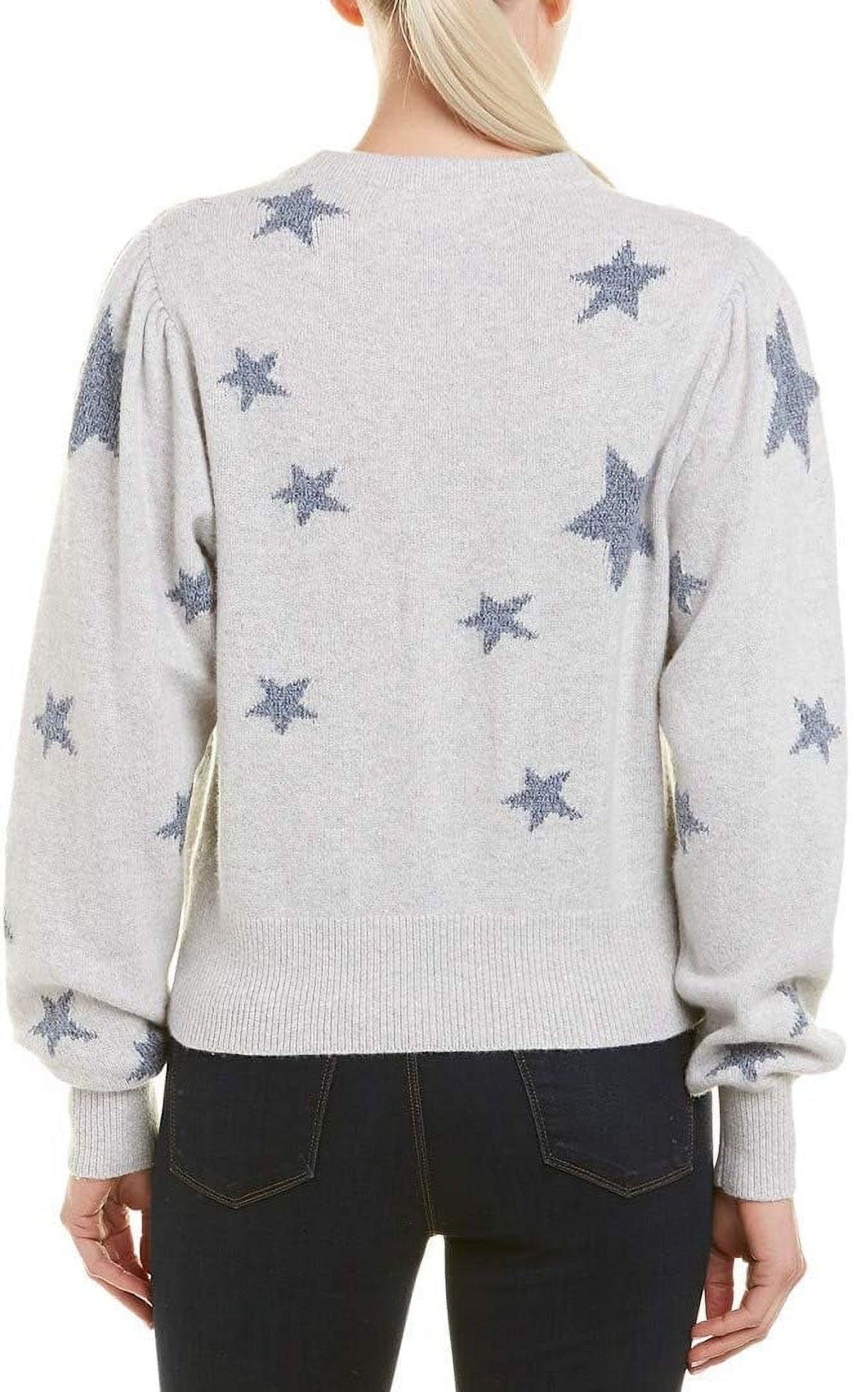 Rebecca Taylor Women's Star Intarsia Pullover, Pearl Grey/Silver, Medium