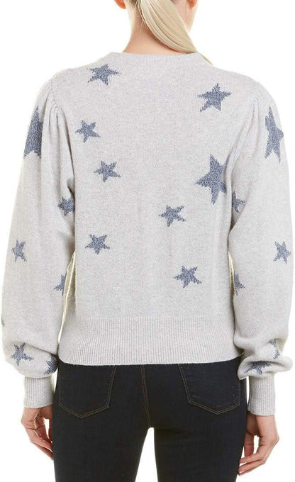Rebecca Taylor Women's Star Intarsia Pullover, Pearl Grey/Silver, Medium