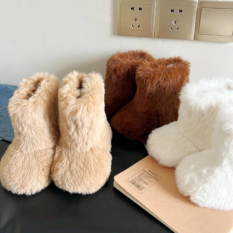 Winter bear furry boots