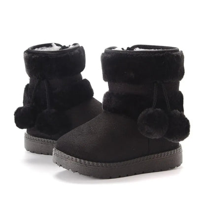 Fuzzy Pom Pom boots (black, pink, beige, brown)