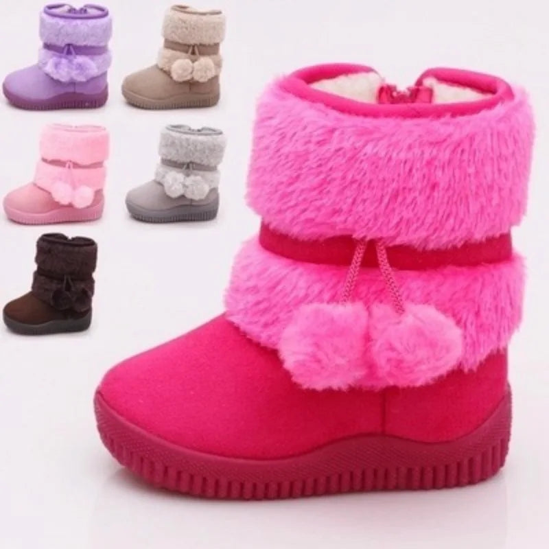 Fuzzy Pom Pom boots (purple, hot pink, beige, light pink dark brown)