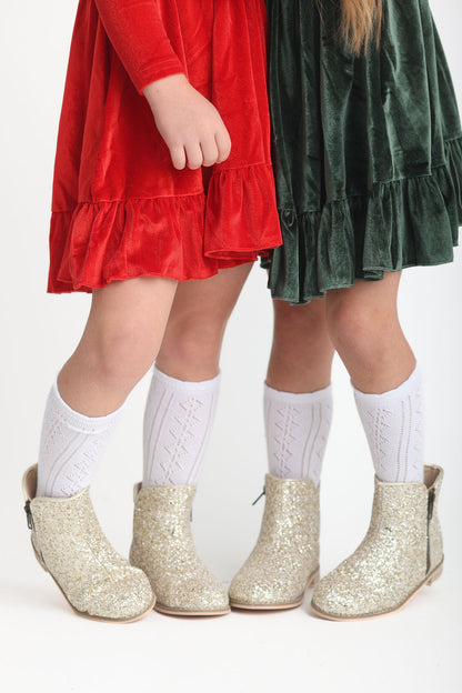 Golden glow Girls glitter sparkle boots
