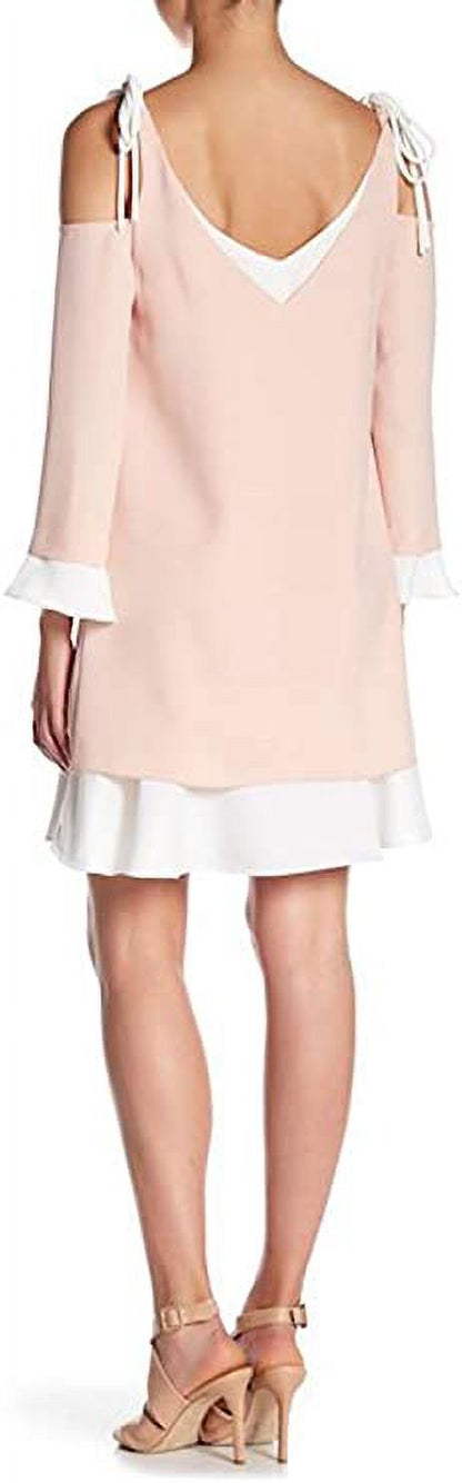 Nanette Nanette Lepore Layered Shoulder Tie Dress, Sheer Pink/Marshmallow, 10