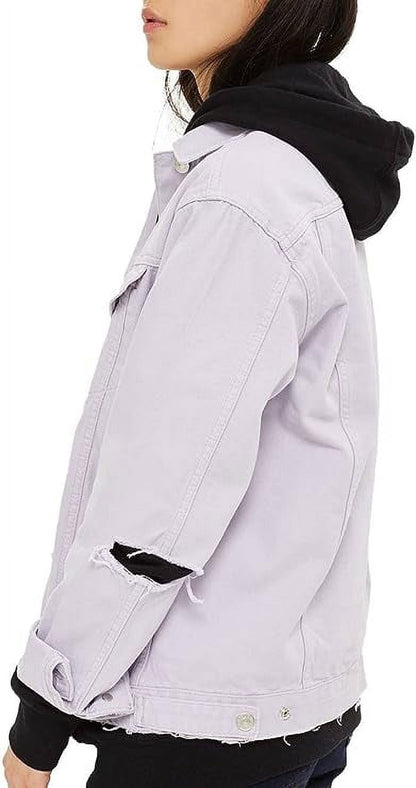 Topshop Ripped Elbow Denim Jacket (US 2)