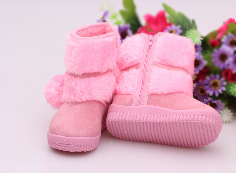 Fuzzy Pom Pom boots (purple, hot pink, beige, light pink dark brown)