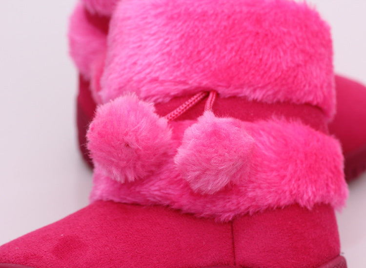 Fuzzy Pom Pom boots (purple, hot pink, beige, light pink dark brown)