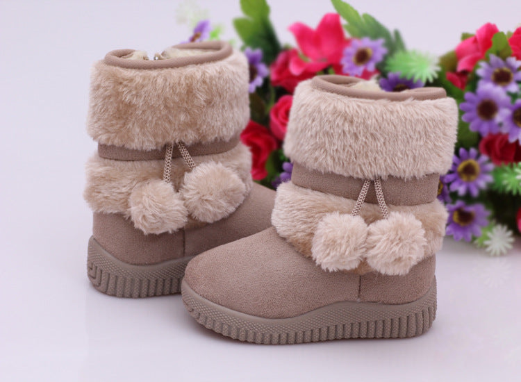 Fuzzy Pom Pom boots (purple, hot pink, beige, light pink dark brown)