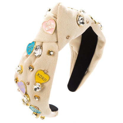 Conversation hearts Bling knot headband
