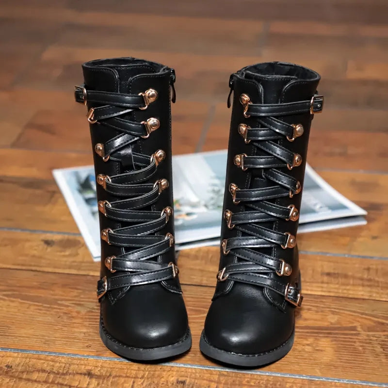 Mikayla motorcycle tall combat boots