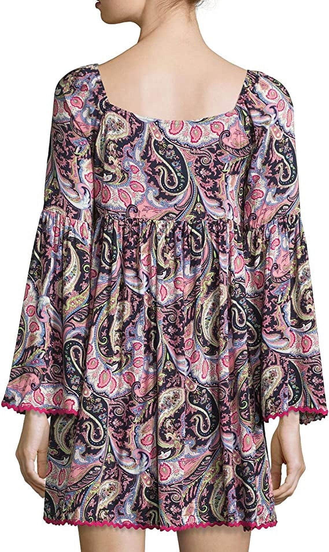 Romeo & Juliet Couture Paisley V-Neck Shift Dress, Pink/Multi, Small
