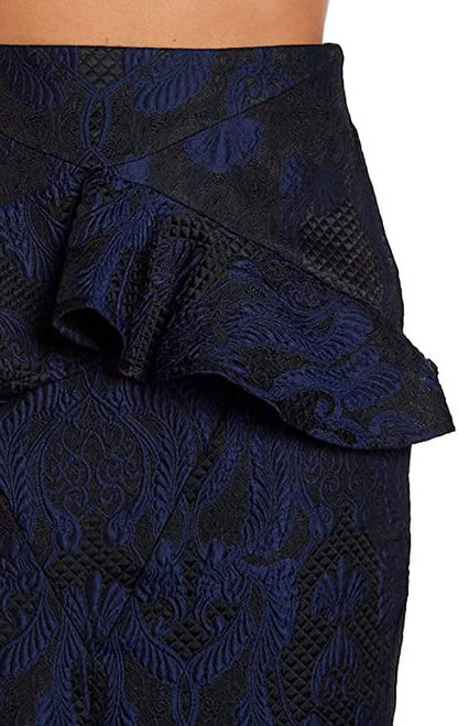 Kendall & Kylie Peplum Jacquard Pencil Skirt Black Multi - Medium