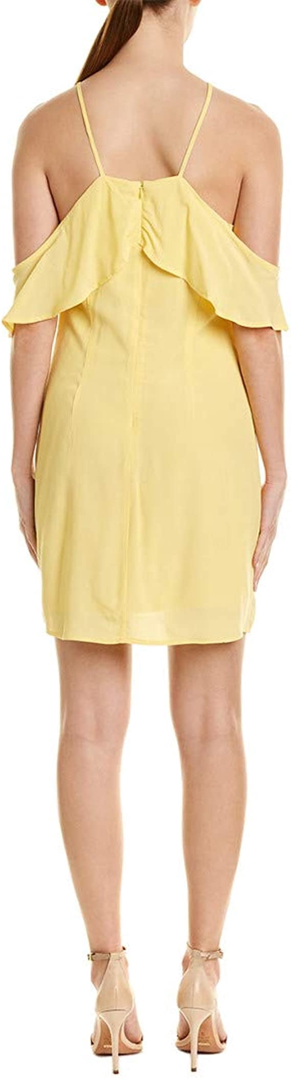BB DAKOTA Women's Kaless Ruffle Detailed Dress with Keyhole, citrus, 4