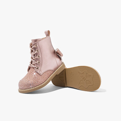 Metallic bling bow boots