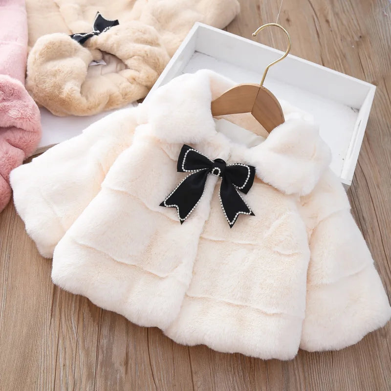 Faux fur bow coat